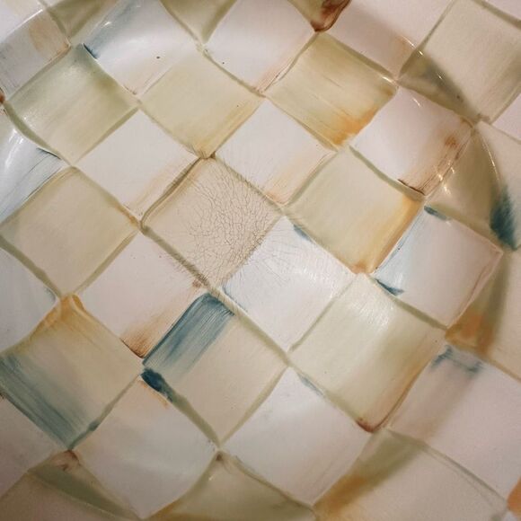 MacKenzie-Childs 4 Piece Pasta Bowl in Parchment Check Pattern - Picture 8 of 11